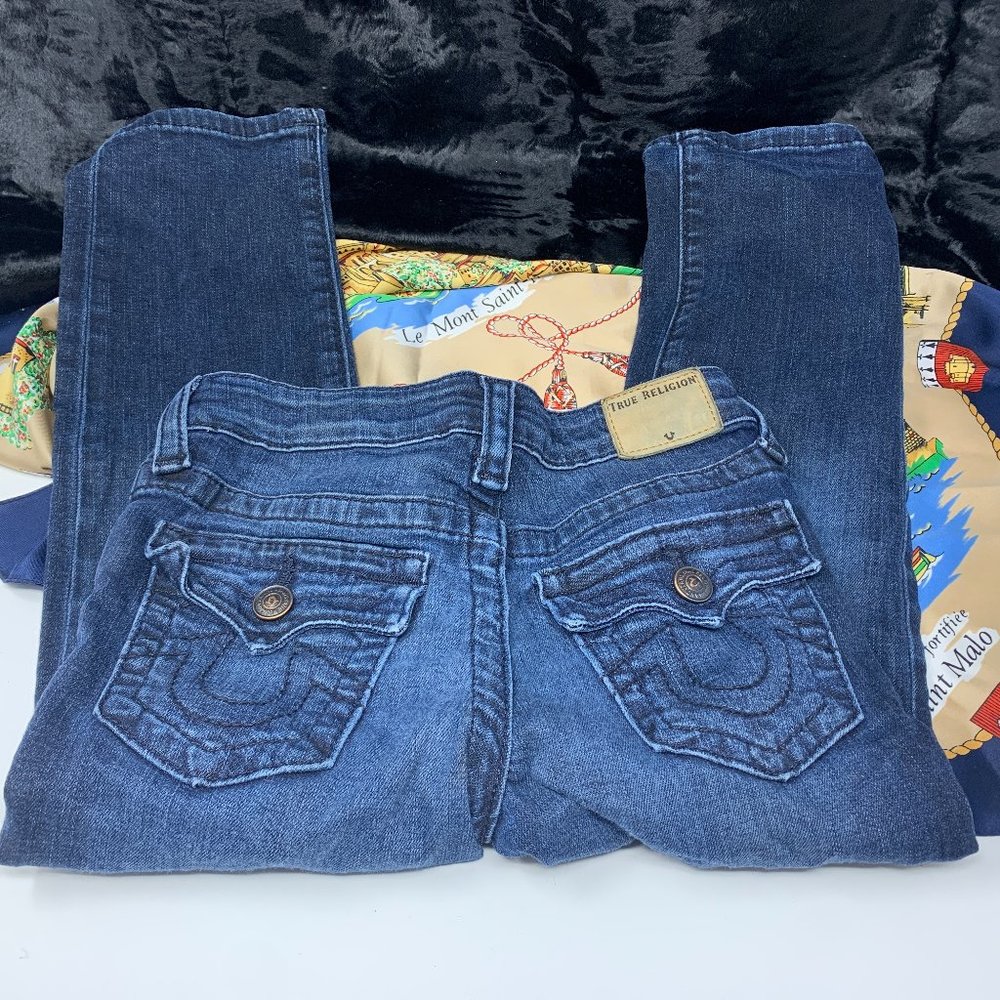 True Religion “Geno” Size 5 Slim Dark Watch Girls Denim Jeans